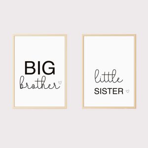 'Big Brother Little Sister prints' Set of 2 Nursery Prints UNFRAMED