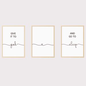 'Give it to God and Go to Sleep' Set of 3 Prints UNFRAMED
