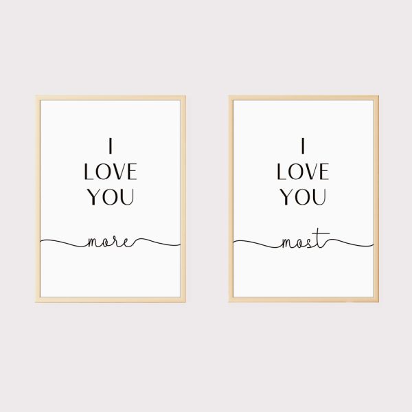 'I love you More I love you Most' Set of 2 Nursery Prints UNFRAMED