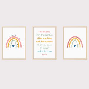 ' Somewhere Over The Rainbow' Set of 3 Prints UNFRAMED