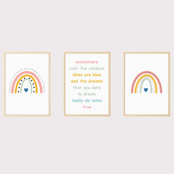 ' Somewhere Over The Rainbow' Set of 3 Prints UNFRAMED