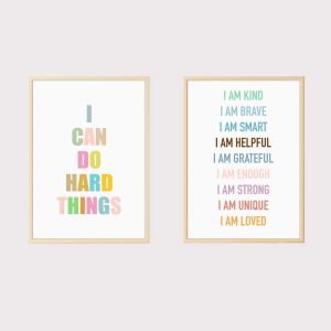 'I CAN DO HARD THINGS' Set of 2 Wall Art UNFRAMED