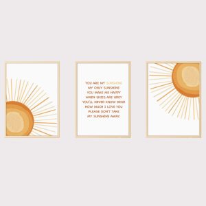 'My Sunshine' Set of 3 Nursery Prints UNFRAMED