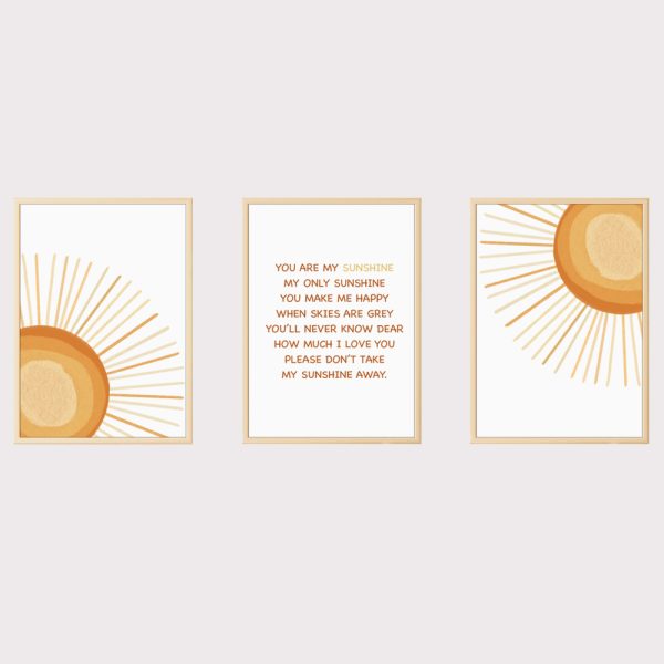 'My Sunshine' Set of 3 Nursery Prints UNFRAMED