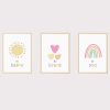 'Be You Be Brave Be Happy' Set of 3 Nursery Prints UNFRAMED